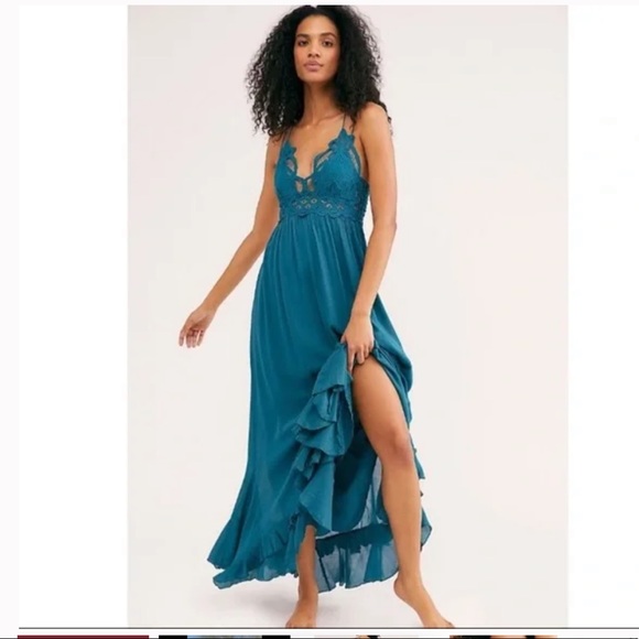Free People Dresses & Skirts - NWT Free People Adella Maxi Slip Dress in Teal Jewel Blue